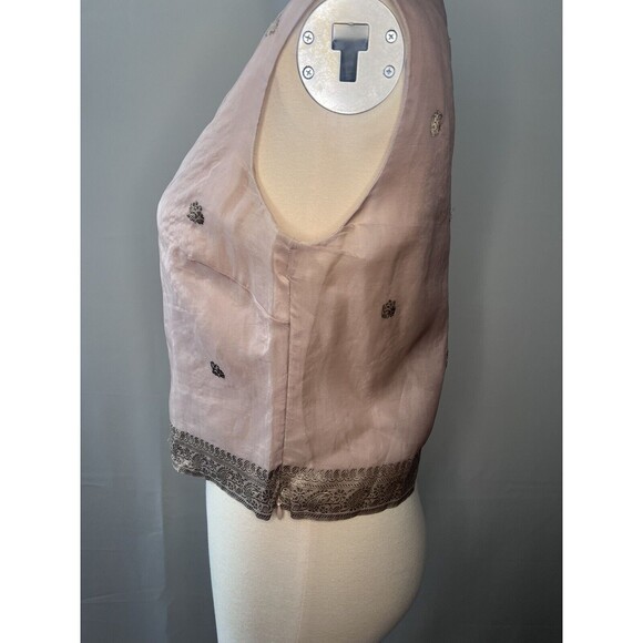 Vintage 80's Anne Klein Women's Pink Silk Floral Embroidered Tank Size 6 - Picture 4 of 10